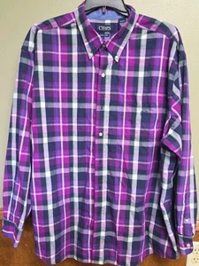 Camisa a Cuadros Chaps, Grande y Alta 3X Para Hombre Púrpura, Manga Larga Fácil Cuidado - Imagen 1 de 4