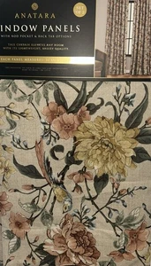 2 piezas Anatara Floral Pájaros Cortinas Ventana Paneles Cortinas ea 37" x 96” Poliéster - Imagen 1 de 7