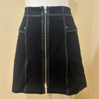 NWT Central Park West Black Mini Skirt Size Large – Stretch Knit, Zip Front - Image 1 of 4