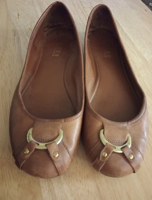 Lauren Ralph Lauren Abigale Ballet Flats Brown Leather with Buckle Size 8M  - Image 1 of 4
