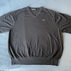 Greg Norman Herren Langarm V-Ausschnitt schwarz Logo Golf Pullover 2XL - Bild 1 von 15