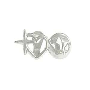 Double Hollow Heart Star Teeth Grillz Hip Hop Glossy Cross Tooth Caps Jewelry - Picture 1 of 11