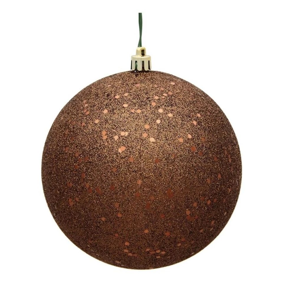 Vickerman 6" Plastic Ball Ornaments in Sequin Mocha Brown (Set of 4) - Image 1 of 1