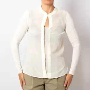 INTIMISSIMI Elegant White Pleated Silk Front Long Sleeve Blouse Top Size XS - Picture 1 of 7