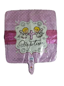 (3) 18" Baptism Angels Pink Square Mylar Foil Balloon Party Decorations Gifts - Picture 1 of 2