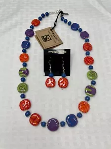 Kazuri Kenya Hand Crafted "Summer Day" Fair Trade Beaded Necklace & Earring Set - Picture 1 of 4