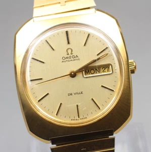 Vintage Omega Deville TV Tool-106 Day Date Auto GP Square Mens Watch Free Ship - Picture 1 of 10