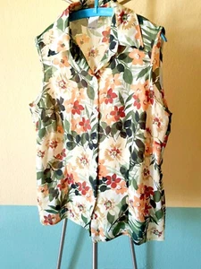 70er true vintage Bluse Weste bunt mit Blumen muster Gr. 46/48 - Bild 1 von 9