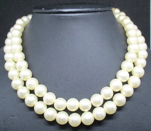 Vtg Double Strand Pearl Choker Necklace Made in Hong Kong - Picture 1 of 4