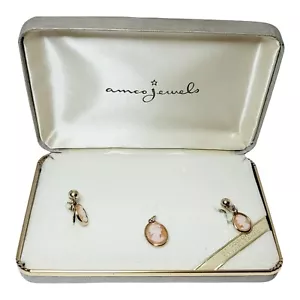 SET ORECCHINI POSTERIORI VINTAGE AMCO GIOIELLI IN ORO 14K SOVRAPPOSIZIONE GEUINE GEO VITE - Foto 1 di 10