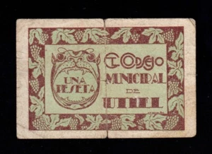 F.C. UTIEL (VALENCIA) , 1 PESETA , SERIE A , MBC , SUCIO . - Picture 1 of 2