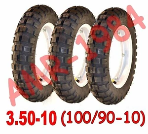 KIT 3 GOMME NEVE APE 50 100/90 -10 / 3.50-10 KIT GOMMA + CERCHIO + CAMERA AW - Foto 1 di 1