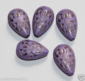 50 of vintage Acrylic teardrop beads 18x11mm Lavender with gold accent - Picture 1 of 1