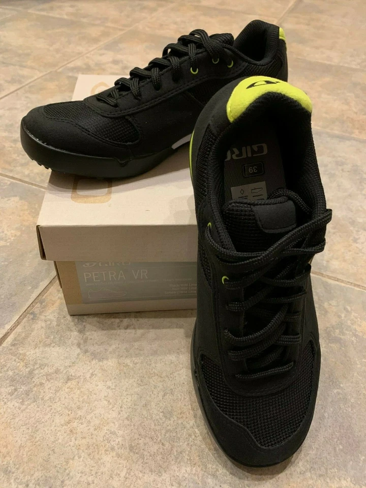Giro Petra VR Vibram Cycling Shoes 7.5 Womens 39 Black Wild Lime
