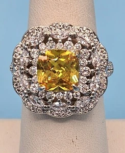 925 Silber Labor erstellt gelber CZ Ring Gr. 8 (7,75) in Karton. Wow-Faktor, funkelnd! - Bild 1 von 17