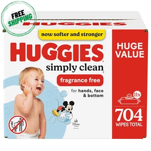 Huggies Simply Clean Duftlose Baby Windeltücher, 11 Flip-Top Packungen (704 Tücher T - Bild 1 von 9