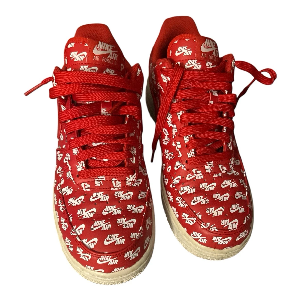Nike Air Force 1 07 QS Low All Over Logo Red | eBay