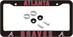 NEW Aluminum Atlanta Braves License Plate Frame with Caps & Screws 2 Holes - Bild 1 von 3