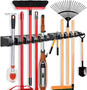 2 Pack Mop and Broom Holder, Wall Mounted Organizer Mop and Broom Storage Tool R - Picture 1 of 11