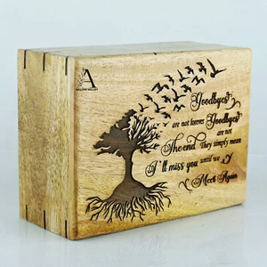 Urna de madera para cenizas humanas y mascotas | Caja de recuerdo de urna Forever In My Heart - Imagen 1 de 11