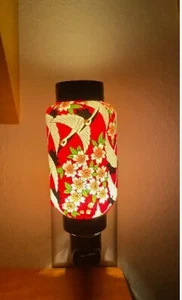 White Cranes Red Oriental Japanese Fabric Night Light Wall plug-in Home Decor Gi - Picture 1 of 4