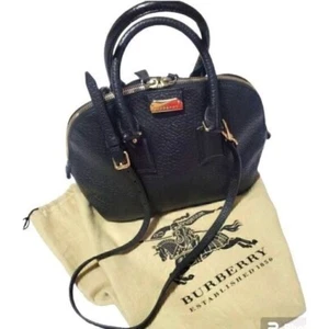 Bolso de Bolos BURBERRY Auténtico Negro Heritage Cuero Grano Pequeño Huerto - Imagen 1 de 16