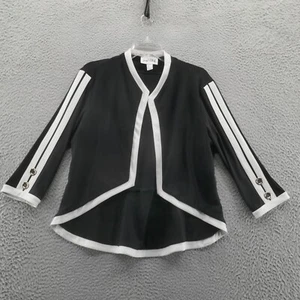 Joseph Ribkoff Womens Dressy Open Front Jacket 12 Black White Womens 3/4 Sleeve - Picture 1 of 12