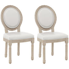 HOMCOM French Style Dining Chairs Set of 2 with PU Leather Upholstery, Wood Legs