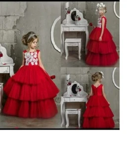 Dollcake Rosen sind rot Kleid Gehrock Urlaub besondere Veranstaltung Pagent Kleid Mädchen Gr. 3 - Bild 1 von 4