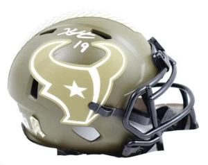 Xavier Hutchinson Signed Texans Salute to Service Speed Mini Helmet- Beckett W - Picture 1 of 11