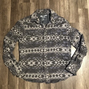 Wrangler Retro Premium Pearl Snap Shirt Aztec Thick Flannel Shacket Men's Large - Picture 1 of 15