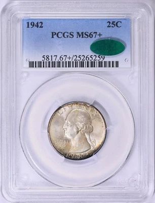 1942 Washington Quarter PCGS MS67+ CAC RARE - Image 1 of 2
