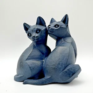 Border Fine Art Cubist Cats Kittens Slate Blue A1556 Figurine Statue Abstract - Picture 1 of 8