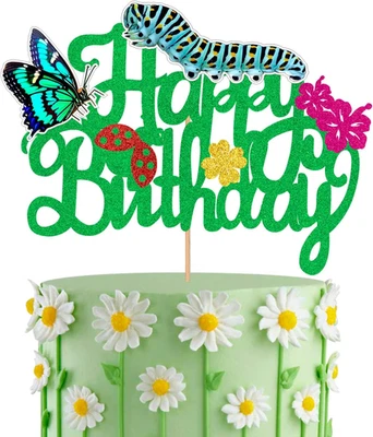 Украшения для торта Caterpillar, блестящая тема сказок с днем рождения Pa - Изображение 1 из 4