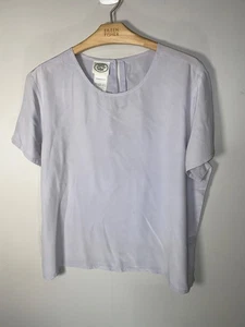 Laura Ashley vintage 100% silk light grey short sleeve top size 18 - Picture 1 of 3