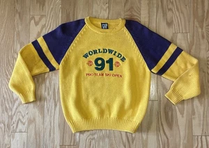 Vintage GAP KIDS 1991 World Ski Suicide Polo Knit Size L Knit Sweater Rare - Picture 1 of 13