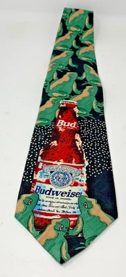 Винтажный Anheuser-Busch Budweiser Лягушка Новинка Официальный Продукт Галстук 1995 - Изображение 1 из 4