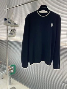 Brunello Cucinelli Herren Woll Strick Rundhals Pullover Sweater Schwarz - Bild 1 von 7