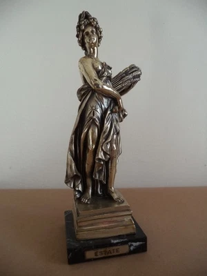 Scultura classica donna con grano estate lamina argento 925 gr 70 made in Italy - Immagine 1 di 4