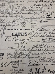 Französische Schrift Grafik Dekorateur Stoff 3/4 Yard + - Bild 1 von 4