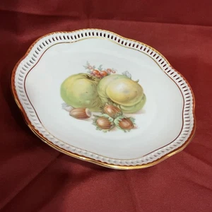 Vtg 7.75” Schumann Arzberg Reticulated Edge China Plate Fruits & Nuts, Germany - Picture 1 of 6