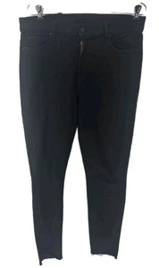 MOTHER The Stunner Zip Ankle Step Fray Hem Black Size 30 Not Guilty - Picture 1 of 9