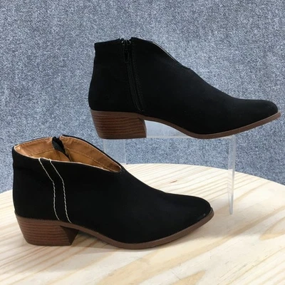 Botas Qupid para mujer 7,5 negras imitación gamuza tobillo cremallera lateral tacones bajos Foto 1 de 4