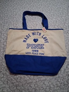 NWT RARE VICTORIA'S SECRET MADE WITH LOVE PINK 1986 LG TOTE BAG - Picture 1 of 7