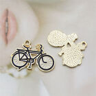 8 pcs Gold Bicycle Alloy Charm Enamel Bike Necklace Pendant Dangle DIY 25x18 mm