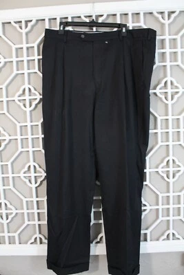Berle Pants Mens 40 Black Wool Preppy Business Work Pleated Designer Men 40x32 - Image 1 of 4