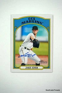 2021 Topps Heritage Minor On Card Auto Jake Eder Minors Autograph GCL Marlins - Picture 1 of 2