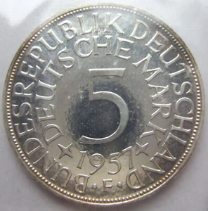 Münze Bundesrepublik Deutschland Silberadler 5 DM 1957 F in Polierte Platte - Bild 1 von 4