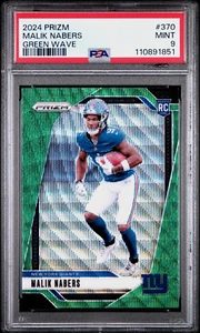 2024 Panini Prizm Malik Nabers RC #370, GREEN WAVE PRIZM PARALLEL, PSA 9 - Bild 1 von 2