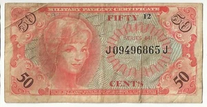 Series641 1965-68 US Military Payment Certificate 50 cent note (world/lot) - Picture 1 of 2